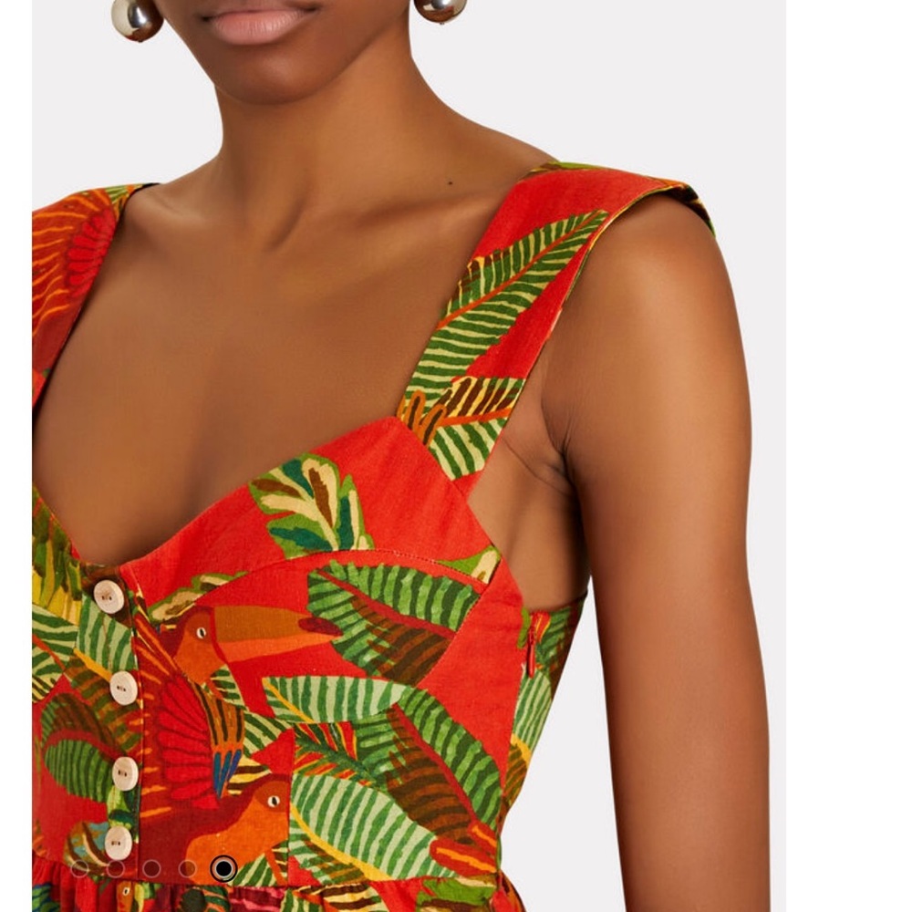 Farm Rio Red Forest Birds Mini Dress